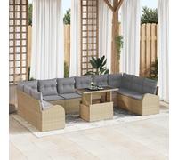 vidaXL Set Divano da Giardino 11 pcs Beige e Grigio Chiaro polyrattan