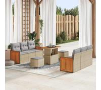 vidaXL Set Divano da Giardino 11 pcs Beige e Grigio Chiaro polyrattan
