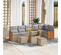 vidaXL Set Divano da Giardino 11 pcs Beige e Grigio Chiaro polyrattan