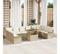 vidaXL Set Divano da Giardino 11 pcs Beige Poly Rattan