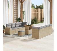vidaXL Set Divano da Giardino 11 pcs Beige Poly Rattan