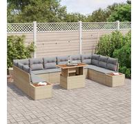 vidaXL Set Divano da Giardino 11 pcs Beige Poly Rattan