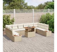 vidaXL Set Divano da Giardino 11 pcs Beige Poly Rattan