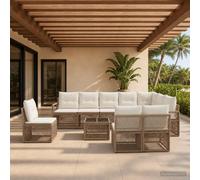 vidaXL Set di divani da giardino, 11 pezzi, beige, rattan sintetico, divano da giardino moderno, mobili modulari per il patio, set resistente alle intemperie, lounge