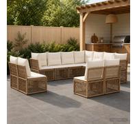 vidaXL Set di divani da giardino, 11 pezzi, beige, in rattan sintetico, set di divani modulari per giardino, mobili resistenti alle intemperie, patio moderno