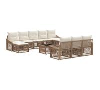 vidaXL Set Divano da Giardino 11 pcs Beige polyrattan, Design modulare, resistente alle intemperie, cuscinetti regolabili, divano confortevole per il giardino, set lounge per relax