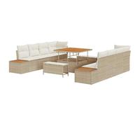 vidaXL Set di Divani Modulari da Esterno a 4 Posti con Cuscini Beige, Rattan Sintetico, Materiale Resistente alle Intemperie, Piedi Regolabili, Perfetto per Giardini e Patii, Mobili da Terrazza Retta
