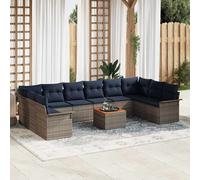 vidaXL Set Divano da Giardino 11 pcs Grigio e Blu Navy polyrattan, Divano Moderno da Giardino e Terrazza, Rattan Resistente, Lounge Modulare, Arredo per Patio e Piscina