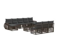 vidaXL Set di divani da giardino, 11 pezzi, grigio e grigio scuro, design moderno e modulare, divano da esterno resistente alle intemperie, ideale per il vostro patio, riunioni estive e relax