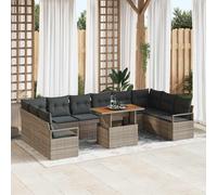vidaXL Set Divano da Giardino 11 pcs Grigio Poly Rattan