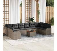 vidaXL Set Divano da Giardino 11 pcs Grigio Poly Rattan