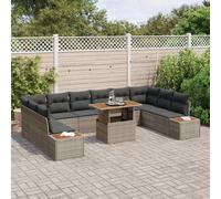 vidaXL Set Divano da Giardino 11 pcs Grigio Poly Rattan