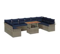 vidaXL Set Divano da Giardino 11 pcs Grigio Poly Rattan, Set di divani modulari per giardino e terrazza, materiali resistenti ai raggi UV, arredamento outdoor per l'estate