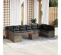 vidaXL Set Divano da Giardino 11 pcs Grigio polyrattan
