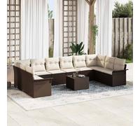 vidaXL Set Divano da Giardino 11 pcs Grigio polyrattan