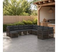 vidaXL Set di divani da giardino, 11 pezzi, grigio rattan sintetico, set di divani moderni per giardino, mobili da patio, sedute fuori casa, stile e comfort