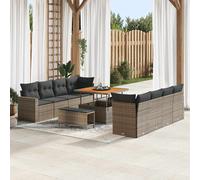 vidaXL Set Divano da Giardino 11 pcs Grigio polyrattan