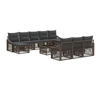 vidaXL Set Divano da Giardino 11 pcs Grigio polyrattan, Design modulare, resistente alle intemperie, cuscinetti regolabili, divano confortevole per il giardino, set lounge per relax