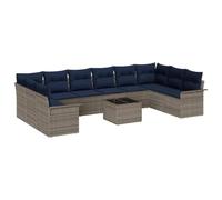 vidaXL Set Divano da Giardino 11 pcs Grigio polyrattan, Divano Giardino Modulare, Mobili Outdoor Moderni, Set Lounge Resistente, Seduta alla Moda per Patio