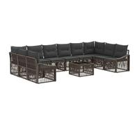 vidaXL Set Divano da Giardino 11 pcs Grigio polyrattan, Divano modulare moderno, mobili outdoor resistenti, piedini regolabili, cuscini in schiuma, seduta versatile per patio