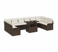 vidaXL Set Divano da Giardino 11 pcs Marrone Rattan in Polipropilene