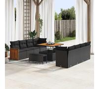 vidaXL Set Divano da Giardino 11 pcs Nero 100 x 100 x 71 cm