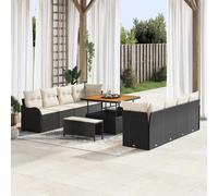 vidaXL Set Divano da Giardino 11 pcs Nero e Crema 100 x 100 x 71 cm
