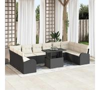 vidaXL Set Divano da Giardino 11 pcs Nero e crema 100 x 55 x 73 cm