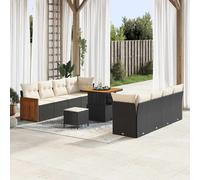 vidaXL Set Divano da Giardino 11 pcs Nero e crema 80 x 80 x 71 cm