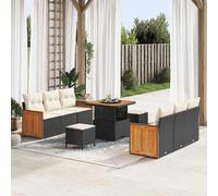vidaXL Set Divano da Giardino 11 pcs Nero e Crema polyrattan