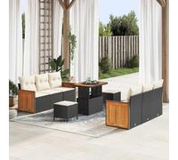 vidaXL Set Divano da Giardino 11 pcs Nero e Crema polyrattan