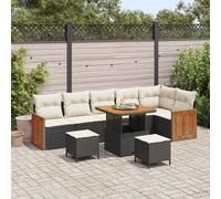vidaXL Set Divano da Giardino 11 pcs Nero e Crema polyrattan