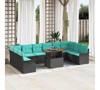 vidaXL Set Divano da Giardino 11 pcs Nero Poly Rattan, Set di divani modulari per giardino e terrazza, materiali resistenti ai raggi UV, arredamento outdoor per l'estate