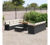 vidaXL Set Divano da Giardino 11 pcs Nero Poly Rattan
