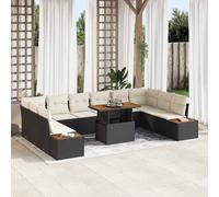 vidaXL Set Divano da Giardino 11 pcs Nero Poly Rattan