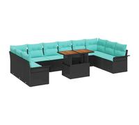 vidaXL Set Divano da Giardino 11 pcs Nero Poly Rattan, Set di divani modulari per giardino e terrazza, materiali resistenti ai raggi UV, arredamento outdoor per l'estate
