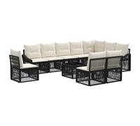 vidaXL Set di divani da giardino, 11 pezzi, nero, in rattan sintetico, divano modulare moderno per esterni, resistente alle intemperie, con gambe regolabili, ideale per il giardino