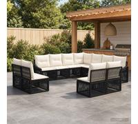 vidaXL Set Divano da Giardino 11 pz Nero polyrattan