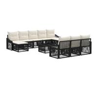 vidaXL Set Divano da Giardino 11 pcs Nero polyrattan, Design modulare, resistente alle intemperie, cuscinetti regolabili, divano confortevole per il giardino, set lounge per relax