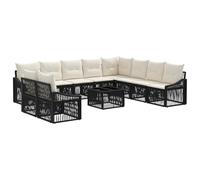 vidaXL Set Divano da Giardino 11 pz Nero polyrattan