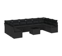 vidaXL Set Divano da Giardino 11 Pezzi con Cuscini Polirattan Nero Posti per Sette Design Modulare Spazi Esterni Comfort con Cuscini Intrecciati e Tessuto Resistente alle Intemperie Divano Sezionale