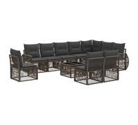 vidaXL Set divano da giardino, 11 pezzi, grigio e grigio scuro, divano da giardino moderno, resistente alle intemperie, mobili componibili, comodi lettini a sdraio, set in rattan