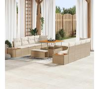 vidaXL Set Divano da Giardino 11 pz 10-Numero di posti Beige e Crema