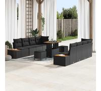 vidaXL Set Divano da Giardino 11 pz 10-Numero di posti Nero