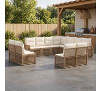 vidaXL Set di divani da giardino da 11 pezzi, beige e bianco crema, divano da giardino modulare, resistente alle intemperie, con comodi cuscini, sedute all'aperto, ottimo arredamento per il tuo patio