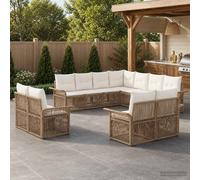 vidaXL Set di divani da giardino, 11 pezzi, beige e bianco crema, divano da giardino moderno, resistente alle intemperie, modulo in rattan, divano chic per rilassarsi in cortile