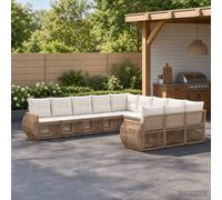 vidaXL Set di divani da giardino, 11 pezzi, beige e bianco crema, divano modulare moderno, resistente alle intemperie, comodo per esterni, sedili regolabili, mobili per patio