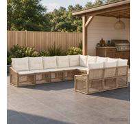 vidaXL Set di divani da giardino, 11 pezzi, beige, in rattan sintetico, divano da giardino modulare, resistente alle intemperie, gambe regolabili, per comfort e relax all'aperto