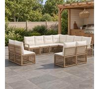 vidaXL Set di divani da giardino, 11 pezzi, beige, in rattan sintetico, moderno per giardino, resistente alle intemperie, modulare, divano lounge in rattan e mobili per il patio