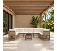 vidaXL Set di divani da giardino 11 pz beige polyrattan, divano modulare contemporaneo resistente alle intemperie, per giardino, mobili lounge esterno, in rattan, salotto da patio